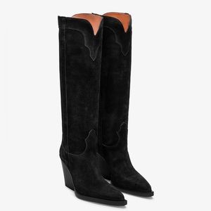 Paris Texas El Dorado Black Suede Boot 7.5 Brand New
